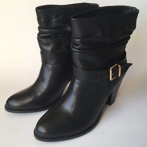 LE CHÂTEAU Chunky Heel Ankle Boots Women's Size 6 (US) /37(EUR) /Black Leather